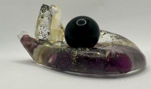 Sphere Hand Tray with Obsidian Crystal