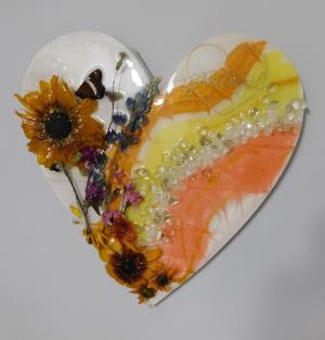 Floral Geode Heart - Grateful