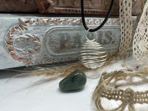 Crystal Cage Pendant Necklace - Green Aventurine