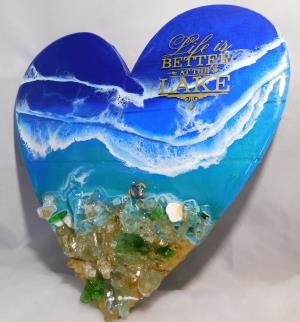 Ocean Resin Heart - Life is Better at the Lake