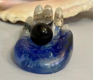 Resin Hand Sphere Gem Holder- Ocean Inspired